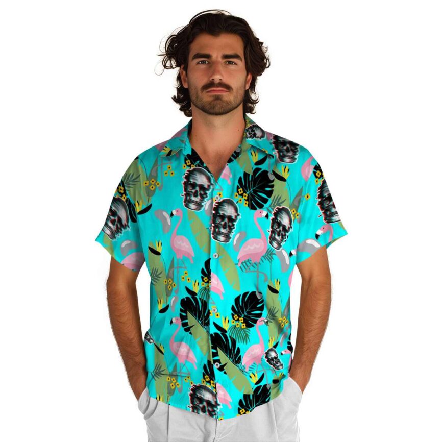 Skull Pink Flamingo Hawaiian Shirt New Arrival