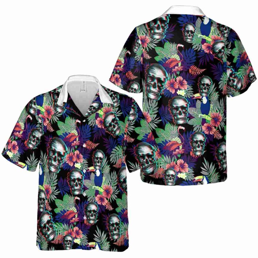 Skull Tropical Bird Hawaiian Shirt Premium grade