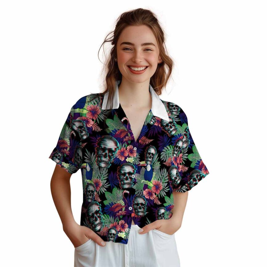 Skull Tropical Bird Hawaiian Shirt Top rated