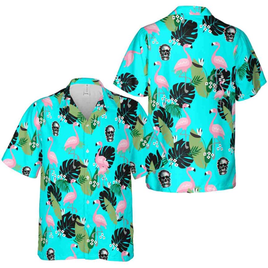 Skull Tropical Flamingo Hawaiian Shirt Premium grade