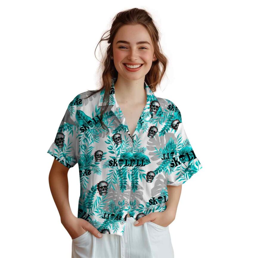 Skull Tropical Fronds Hawaiian Shirt Top rated