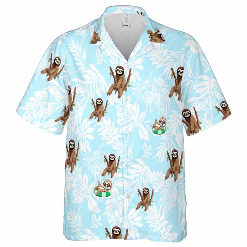 Sloth Bold Foliage Hawaiian Shirt Fashion forward