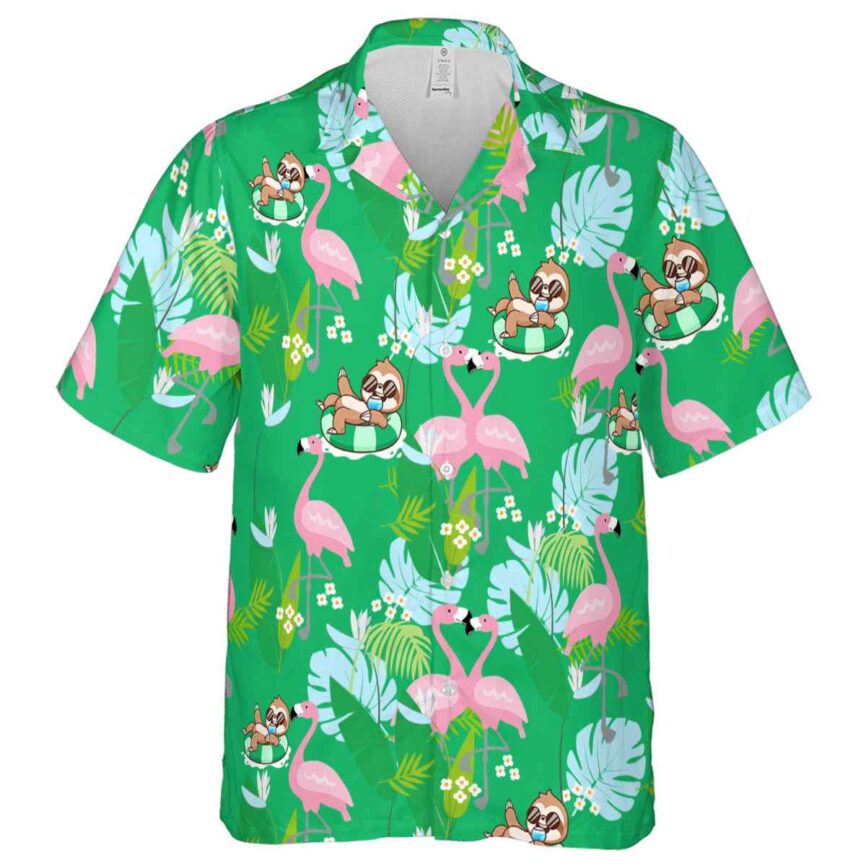 Sloth Flamingo Leaf Hawaiian Shirt Fashion forward
