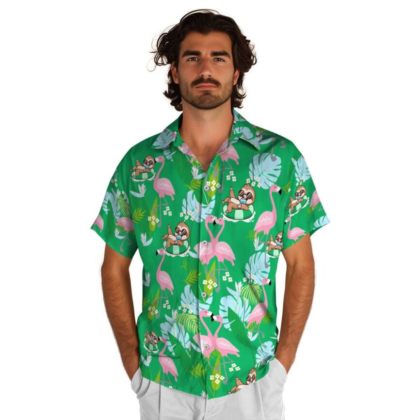 Sloth Flamingo Leaf Hawaiian Shirt New Arrival
