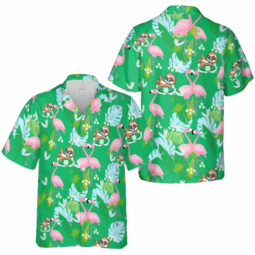 Sloth Flamingo Leaf Hawaiian Shirt Premium grade