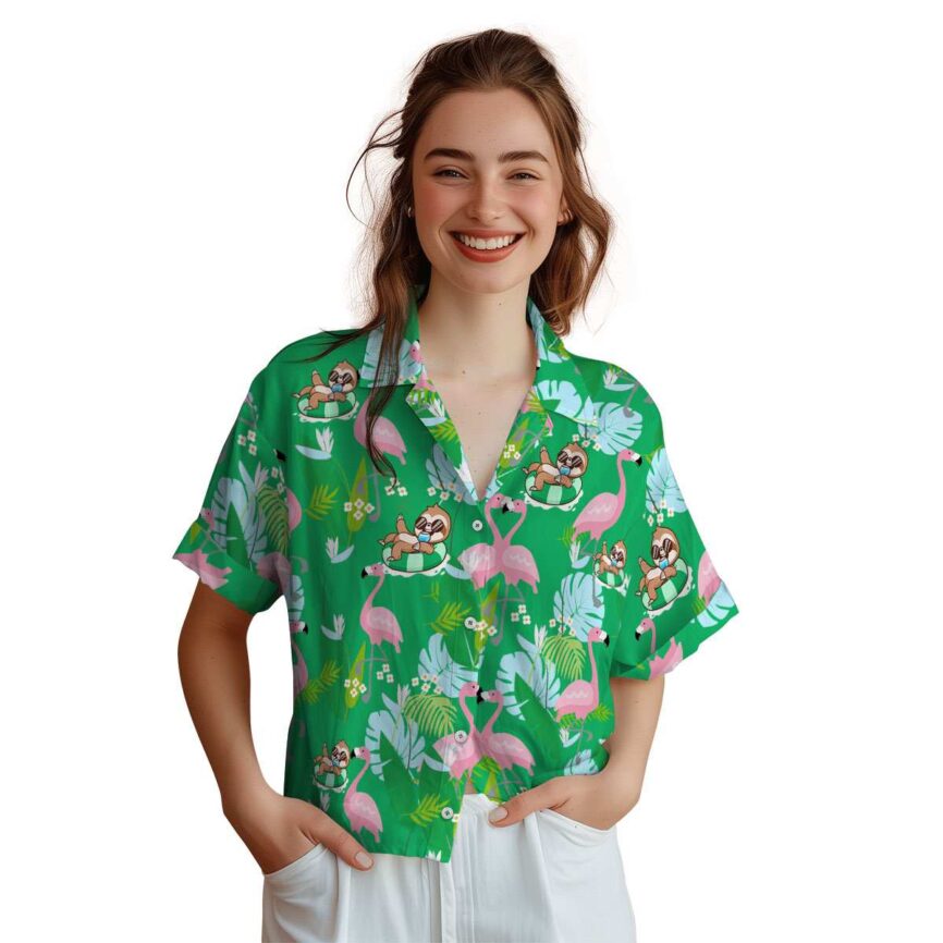 Sloth Flamingo Leaf Hawaiian Shirt Top rated