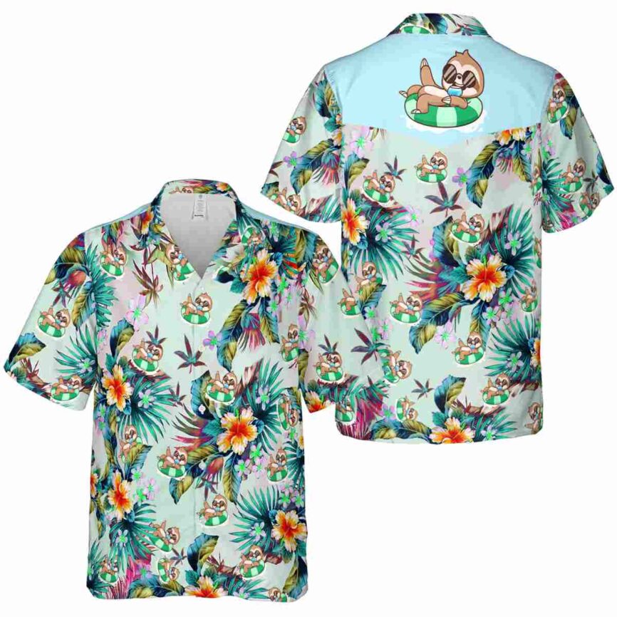 Sloth Floral Burst Hawaiian Shirt Premium grade
