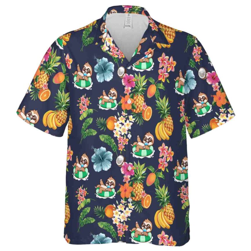 Sloth Fruit Pattern Hawaiian Shirt Fashion forward