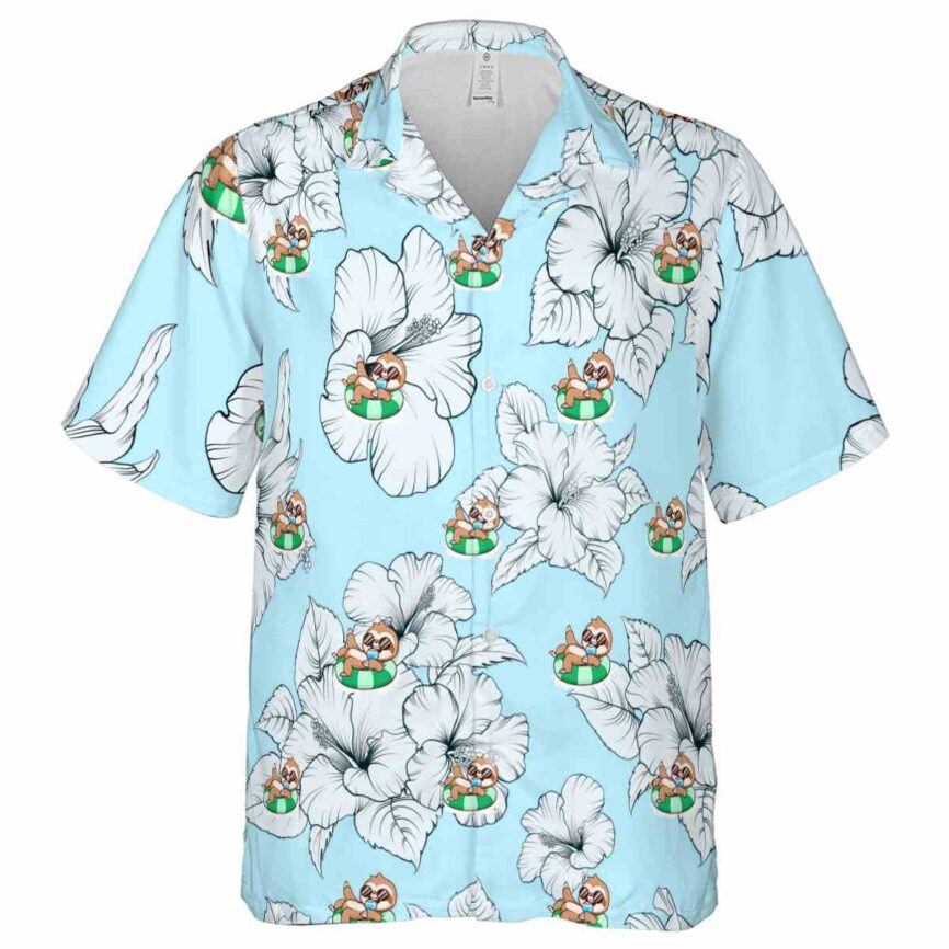 Sloth Hibiscus Flower Hawaiian Shirt Fashion forward