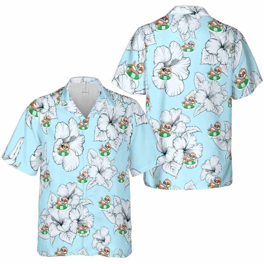 Sloth Hibiscus Flower Hawaiian Shirt Premium grade