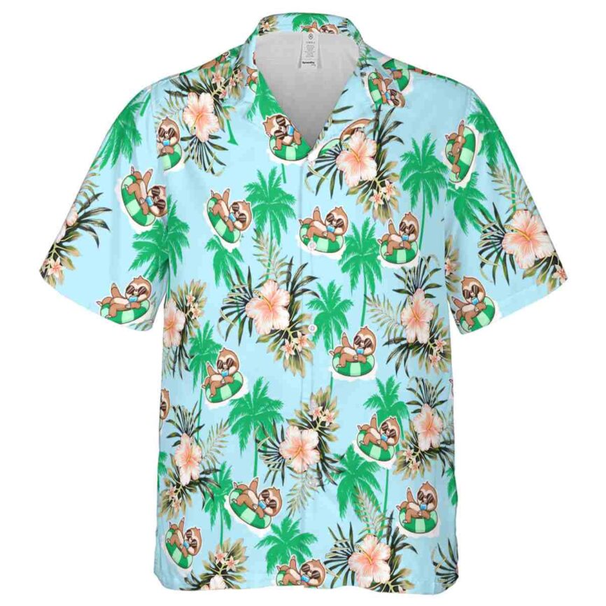 Sloth Hibiscus Palm Hawaiian Shirt Fashion forward
