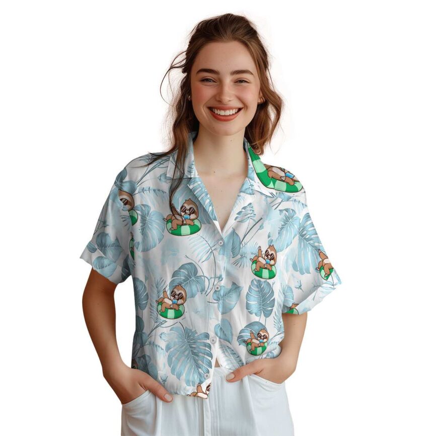 Sloth Leaf Pattern Hawaiian Shirt Top rated