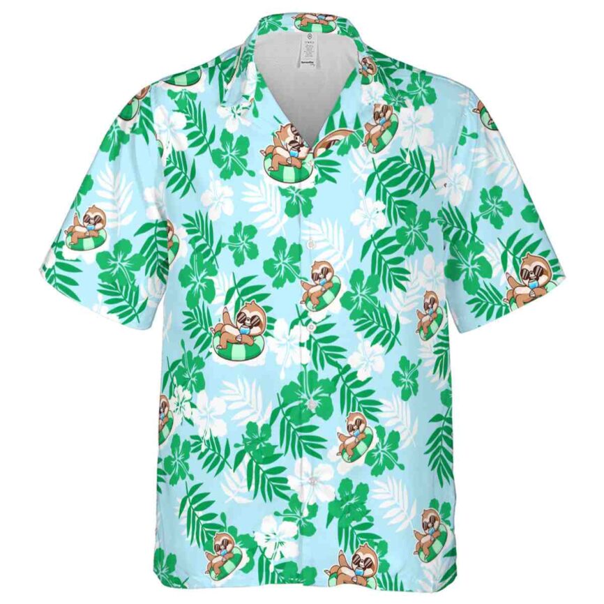 Sloth Leafy Hibiscus Hawaiian Shirt Fashion forward