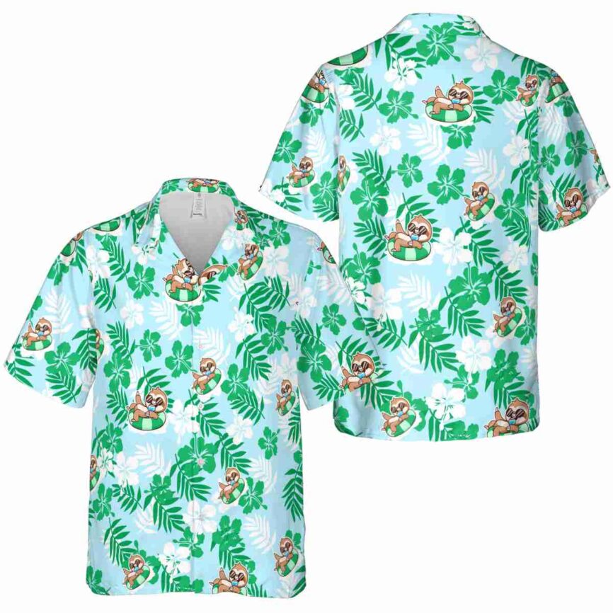 Sloth Leafy Hibiscus Hawaiian Shirt Premium grade