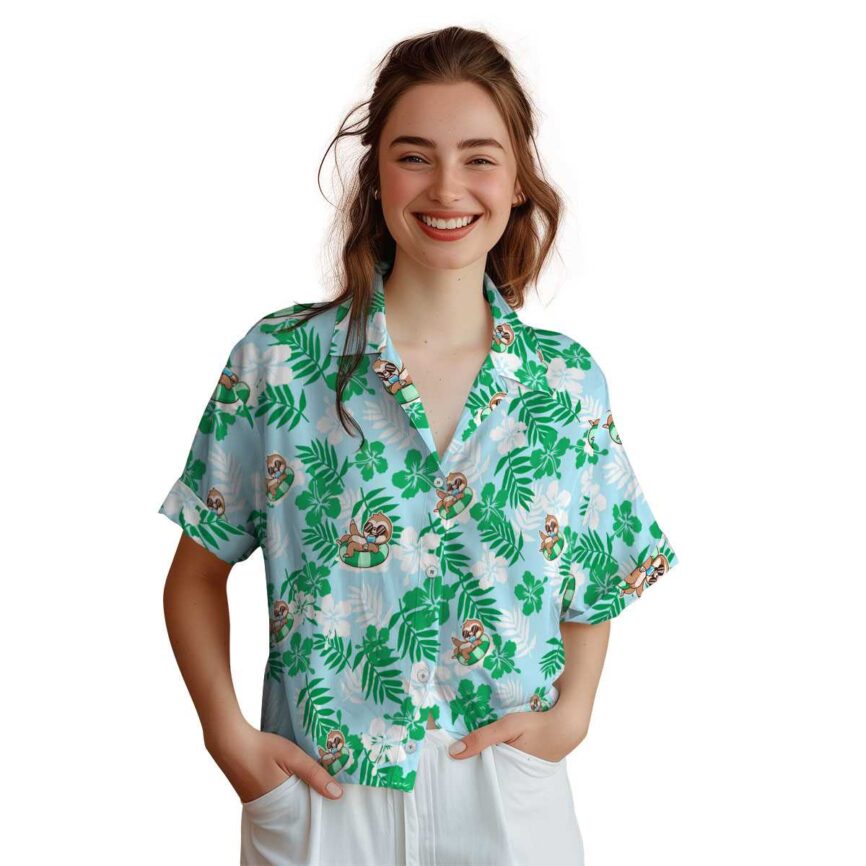 Sloth Leafy Hibiscus Hawaiian Shirt Top rated