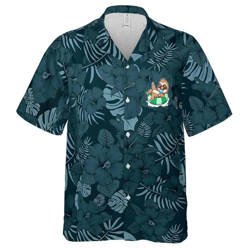 Sloth Monochrome Floral Hawaiian Shirt Fashion forward
