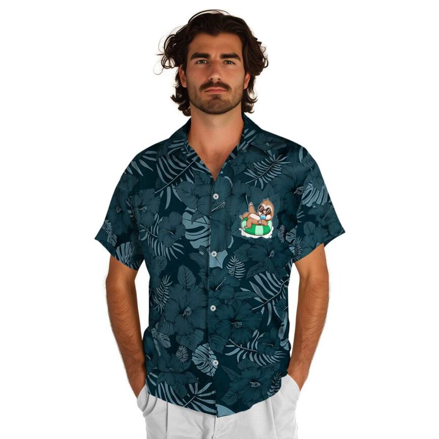 Sloth Monochrome Floral Hawaiian Shirt New Arrival