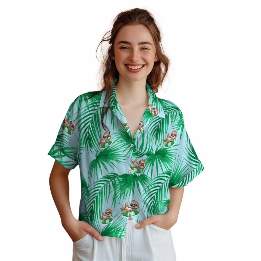 Sloth Palm Frond Hawaiian Shirt Top rated