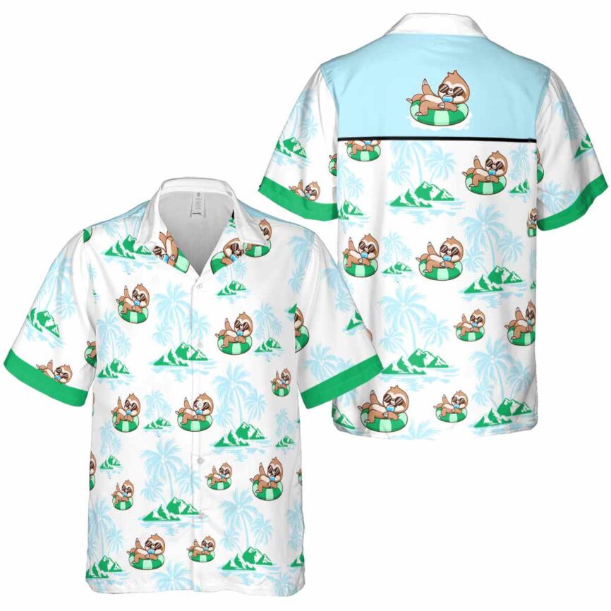 Sloth Palm Island Graphic Hawaiian Shirt Premium grade