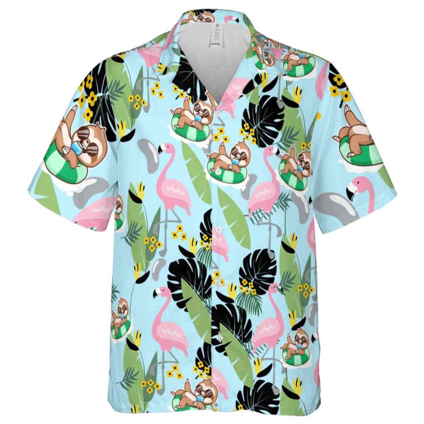 Sloth Pink Flamingo Hawaiian Shirt Fashion forward