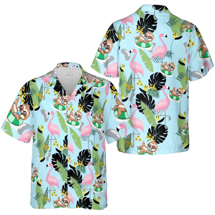 Sloth Pink Flamingo Hawaiian Shirt Premium grade