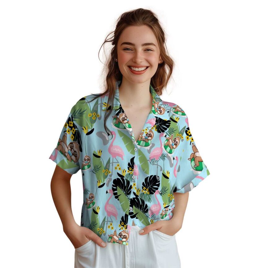 Sloth Pink Flamingo Hawaiian Shirt Top rated