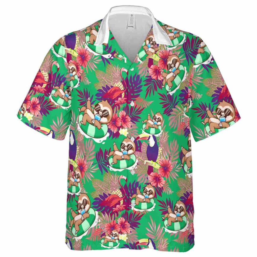 Sloth Tropical Bird Hawaiian Shirt Fashion forward