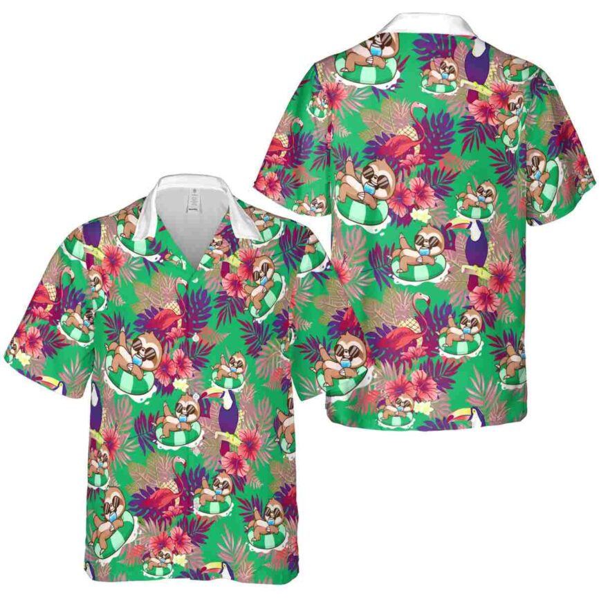 Sloth Tropical Bird Hawaiian Shirt Premium grade