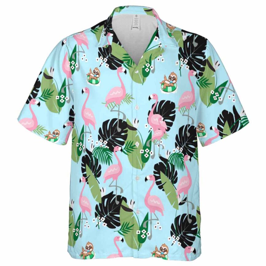 Sloth Tropical Flamingo Hawaiian Shirt Fashion forward
