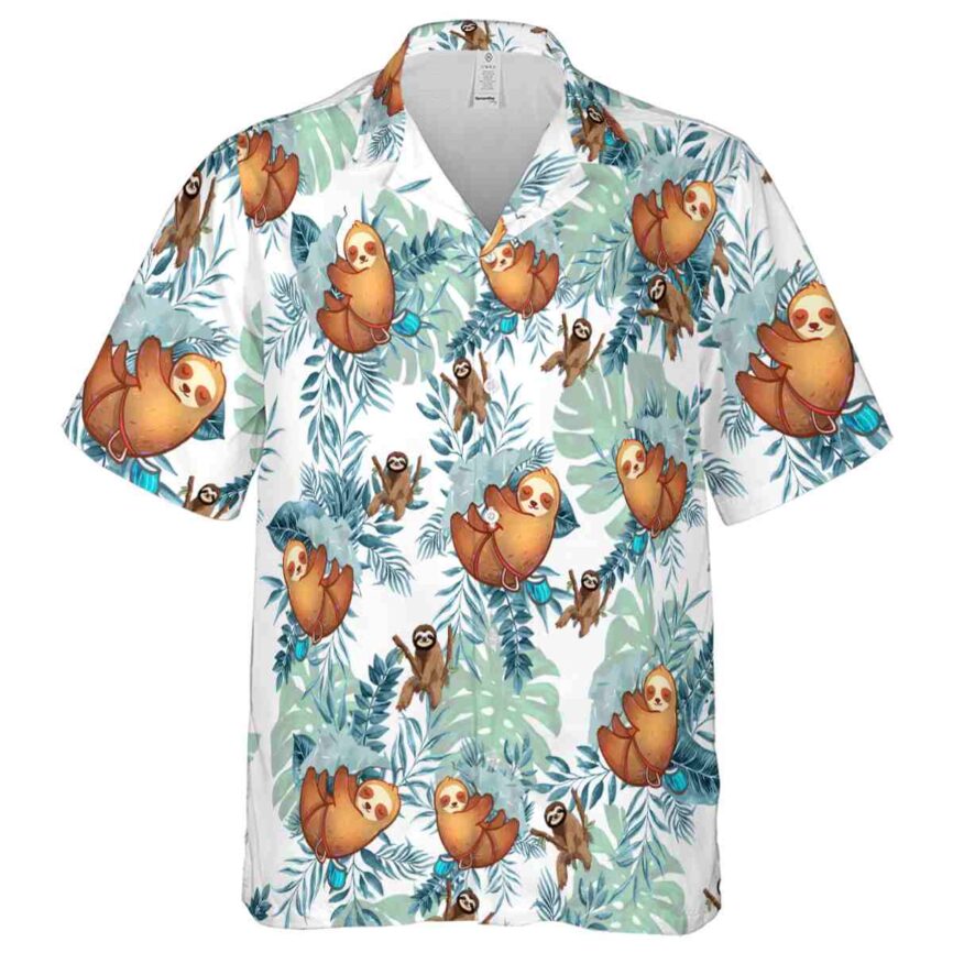 Sloth Tropical Fronds Hawaiian Shirt Fashion forward