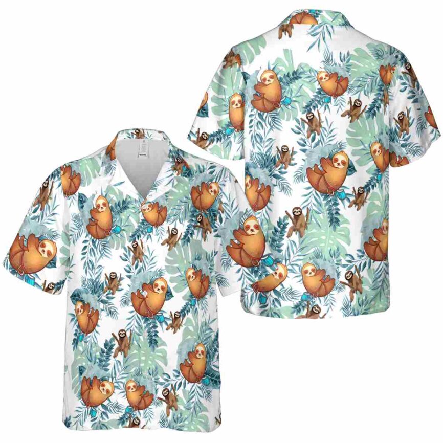 Sloth Tropical Fronds Hawaiian Shirt Premium grade