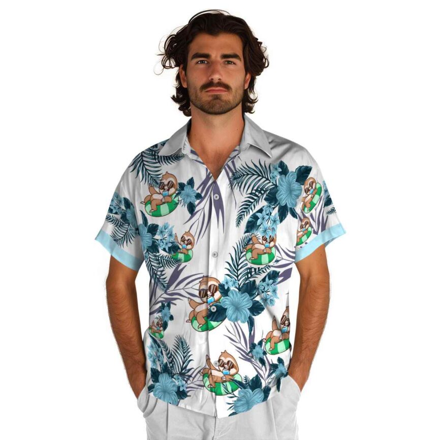 Sloth US Flag Floral Hawaiian Shirt New Arrival