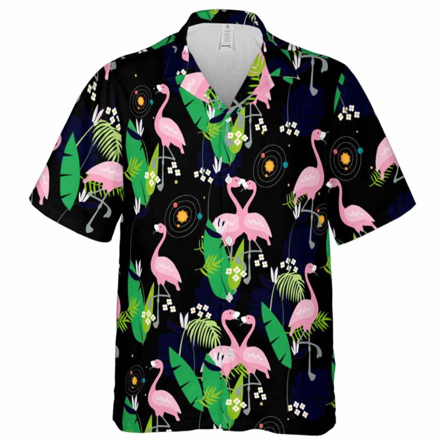 Space Flamingo Leaf Hawaiian Shirt Fashion forward