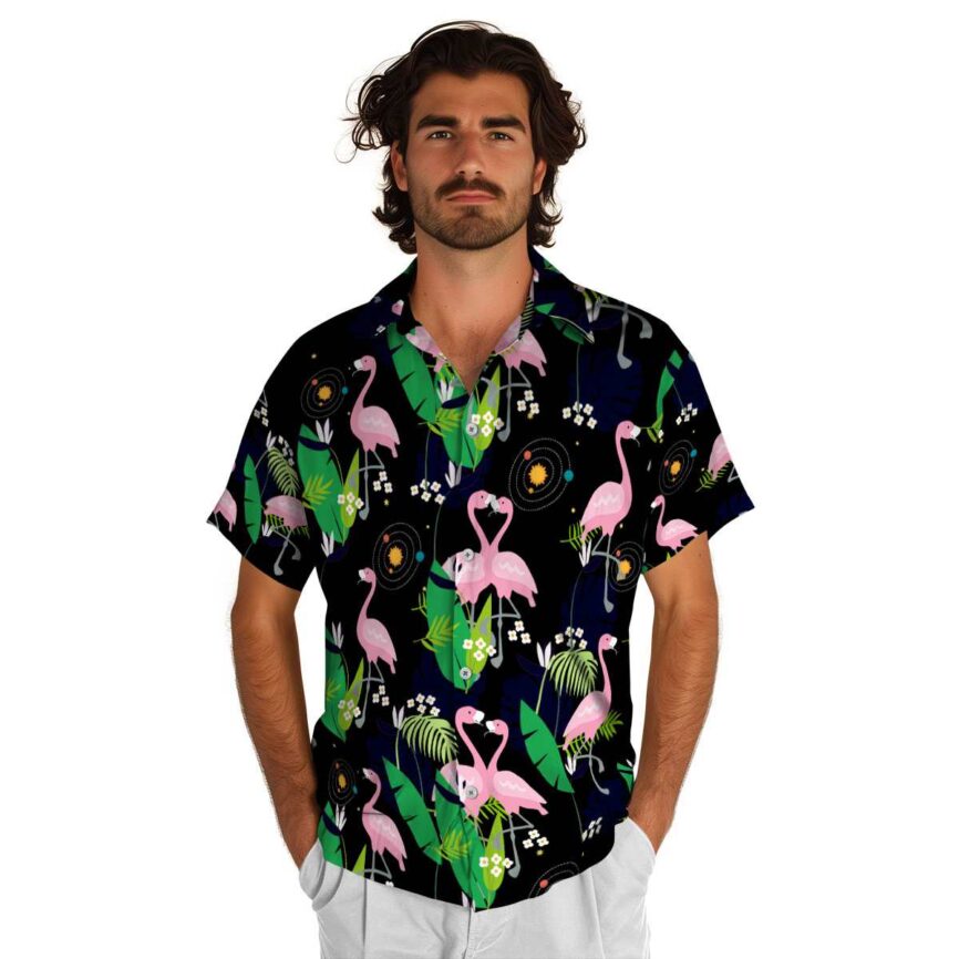 Space Flamingo Leaf Hawaiian Shirt New Arrival