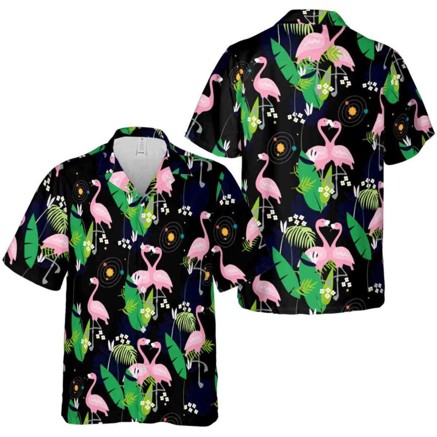 Space Flamingo Leaf Hawaiian Shirt Premium grade
