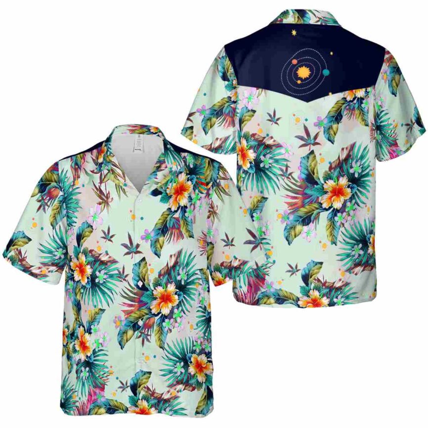 Space Floral Burst Hawaiian Shirt Premium grade