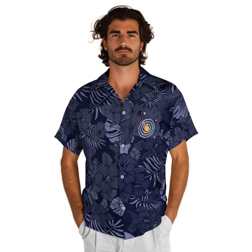 Space Monochrome Floral Hawaiian Shirt New Arrival