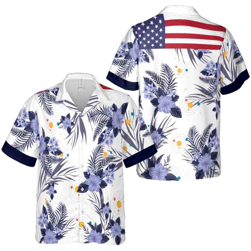 Space US Flag Floral Hawaiian Shirt Premium grade
