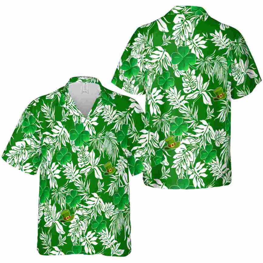 St Patricks Day Bold Foliage Hawaiian Shirt Premium grade