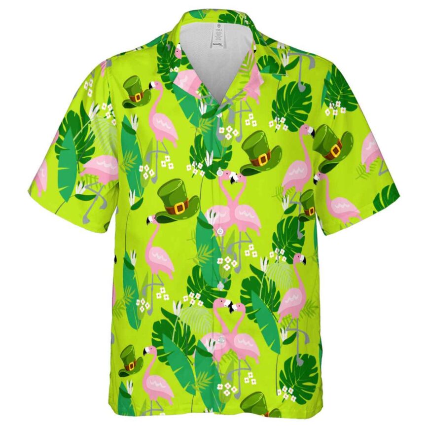 St Patricks Day Flamingo Leaf Hawaiian Shirt Fashion forward