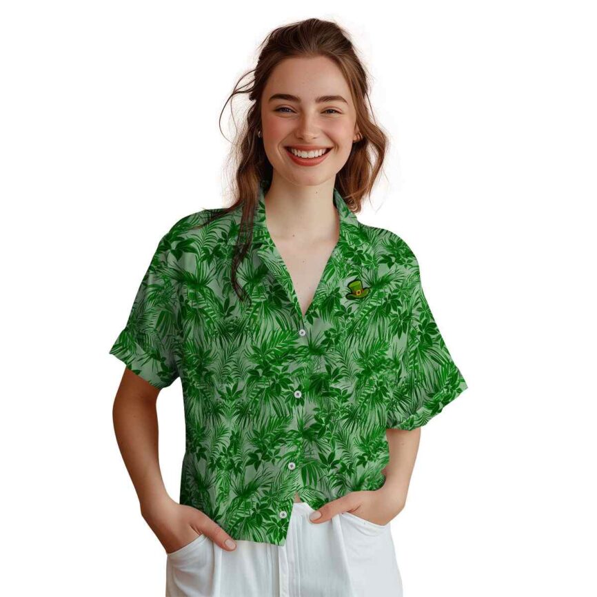 St Patricks Day Foliage Print Hawaiian Shirt Top rated