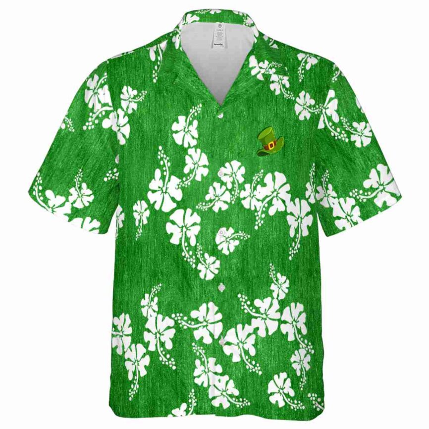 St Patricks Day Hibiscus Blossom Hawaiian Shirt Fashion forward