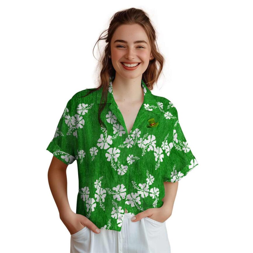 St Patricks Day Hibiscus Blossom Hawaiian Shirt Top rated