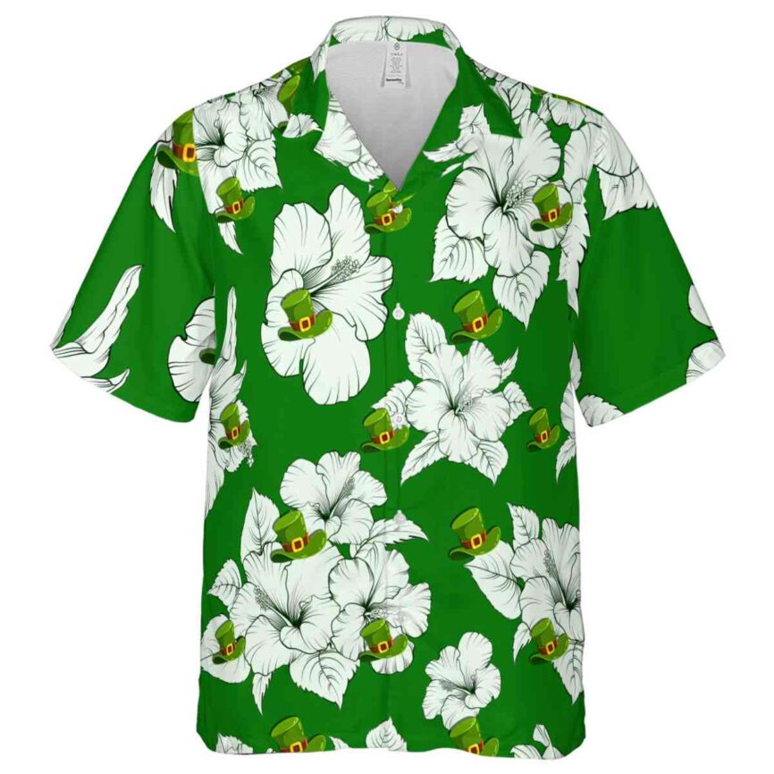 St Patricks Day Hibiscus Flower Hawaiian Shirt Fashion forward