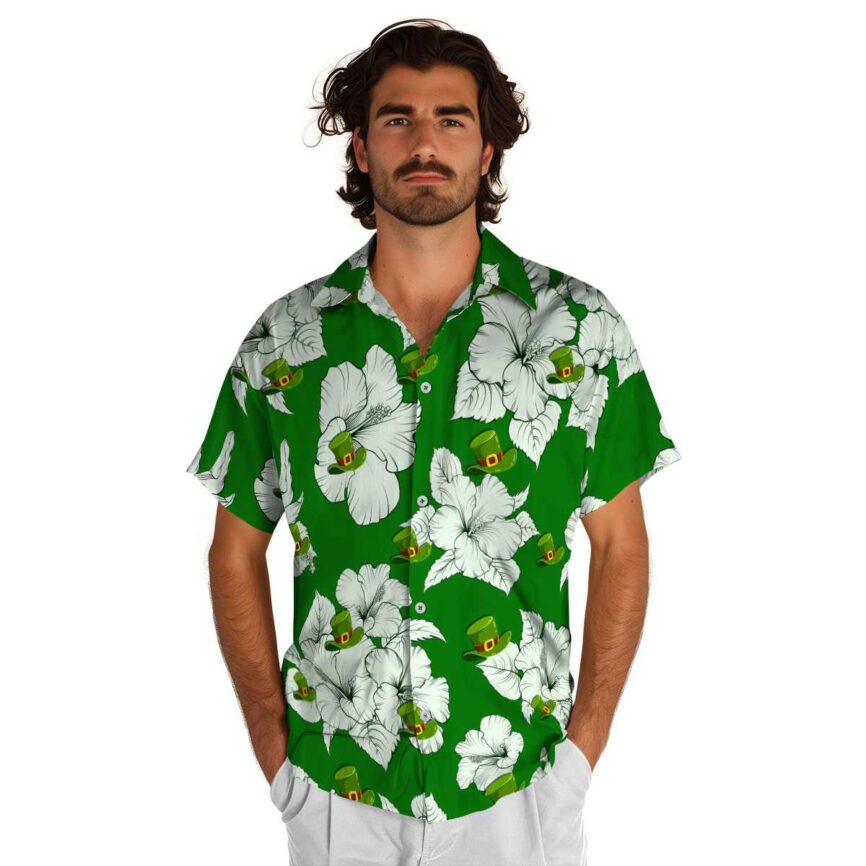 St Patricks Day Hibiscus Flower Hawaiian Shirt New Arrival