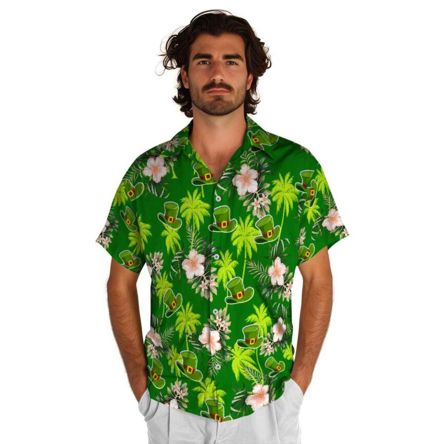 St Patricks Day Hibiscus Palm Hawaiian Shirt New Arrival