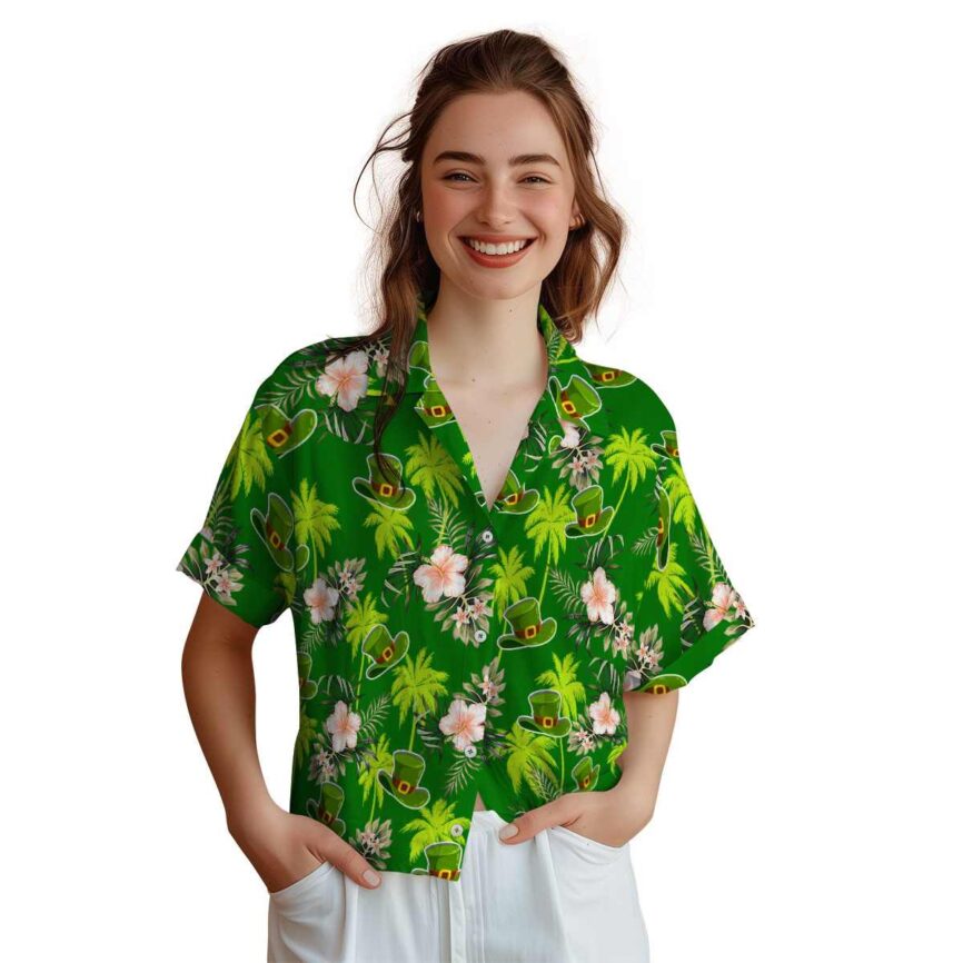 St Patricks Day Hibiscus Palm Hawaiian Shirt Top rated