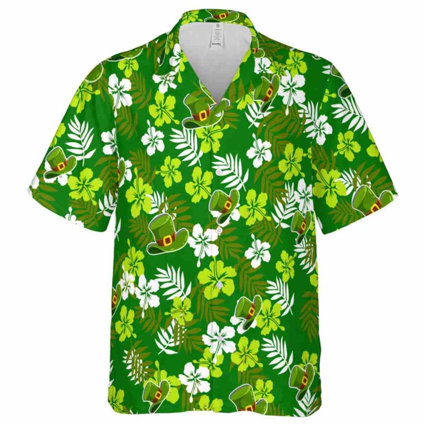 St Patricks Day Leafy Hibiscus Hawaiian Shirt Fashion forward