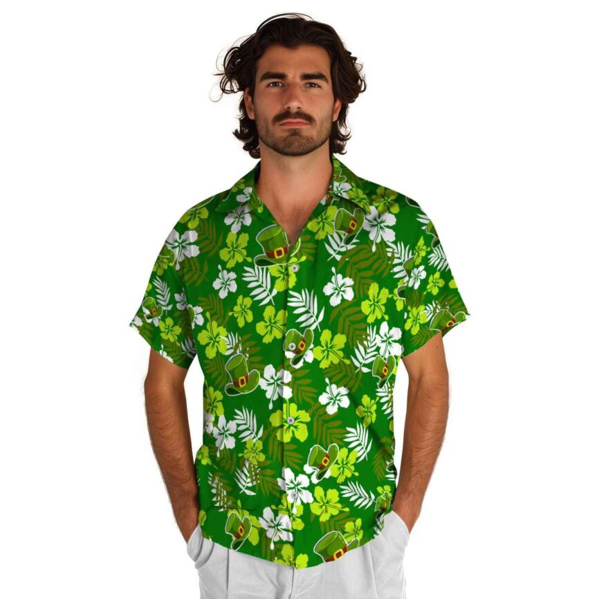 St Patricks Day Leafy Hibiscus Hawaiian Shirt New Arrival