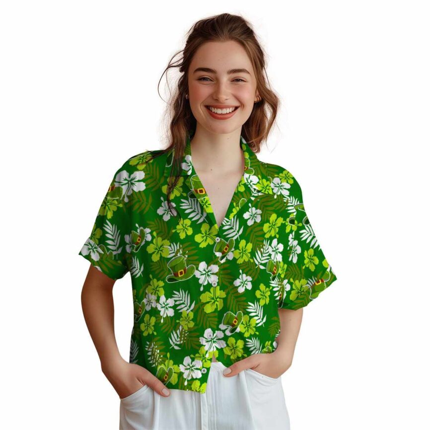 St Patricks Day Leafy Hibiscus Hawaiian Shirt Top rated